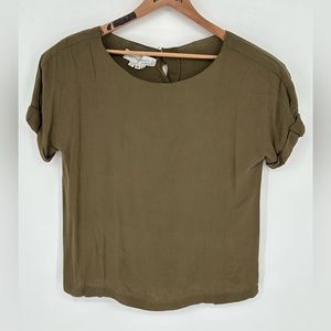 VINTAGE Norma Walters New York Pullover Blouse Olive Sz 12 Made in USA S4